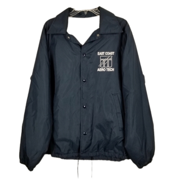 East Coast Aero Tech Snap Nylon Windbreaker Jacket  Vintage USA Blue Men's Large - Picture 2 of 10